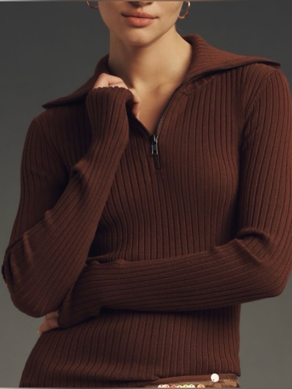 Anthropologie Maeve Fitted Half-Zip Sweater.  NWT. Size medium